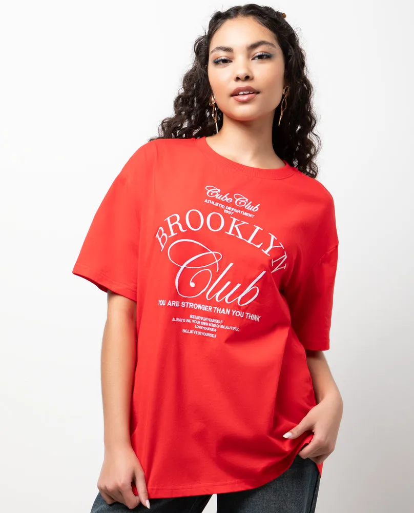 Oversized Graphic T-Shirt Red sold by Ackermas