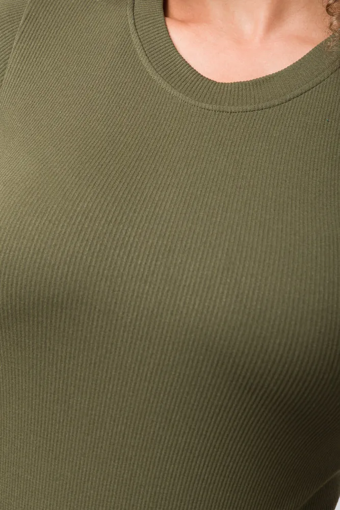 Fine Rib Seamless Bodysuit Ballerina Sleeve Green sold by Ackermas product image thumbnail 4