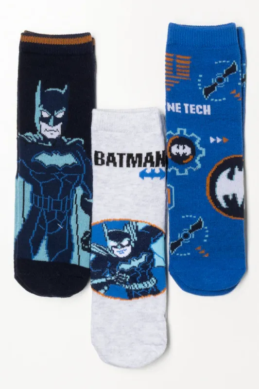 Batman 3 Pack Socks Blue, Grey And Navy sold by Ackermas