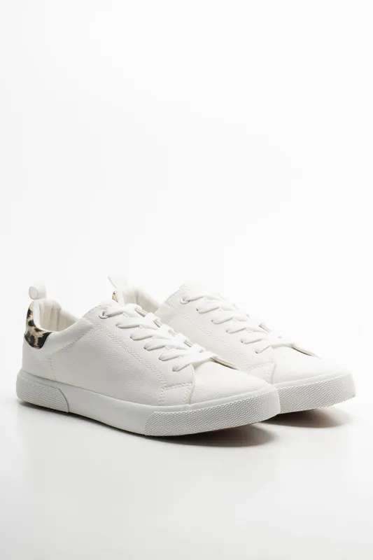 Back Tab Detail Lace Up Sneakers White sold by Ackermas