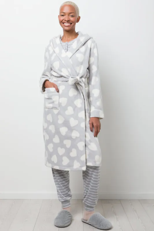 Heart Print Hooded Gown Grey sold by Ackermas
