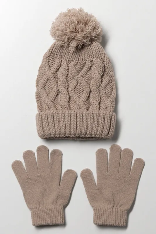 Beanie And Gloves Set Natural sold by Ackermas