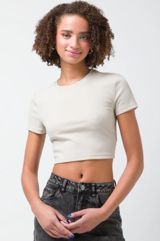 Back Tie Ribbed T-Shirt Natural sold by Ackermas