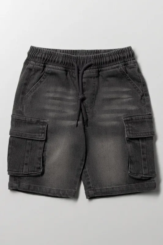 Cargo Denim Shorts Dark Grey sold by Ackermas