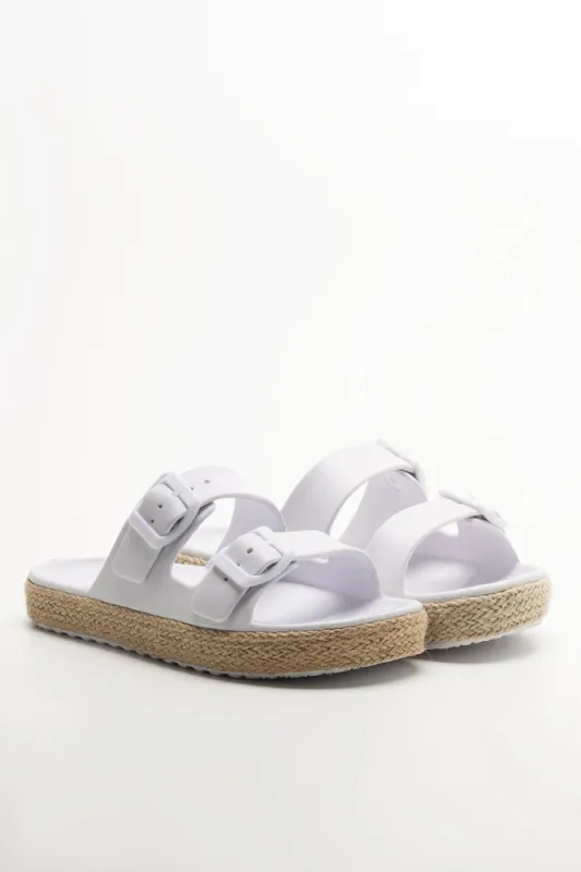 Double Buckle Sandals White sold by Ackermas