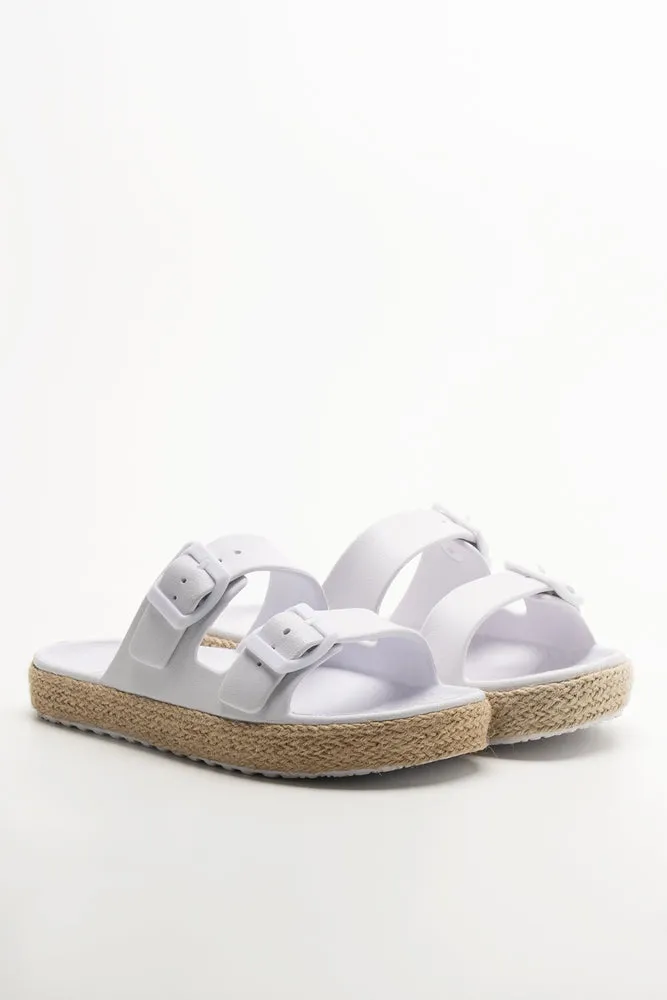 Double Buckle Sandals White sold by Ackermas