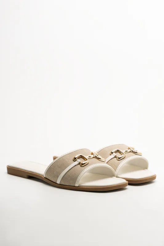 Buckle Trim Mule Natural sold by Ackermas