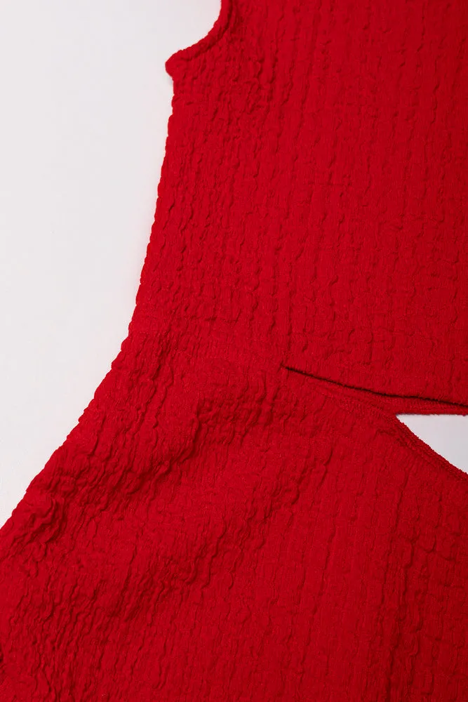 Crinkle Knit Cut Out Dress Red sold by Ackermas product image thumbnail 2