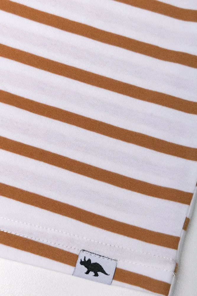 Short Sleeve Stripe T-Shirt White And Brown sold by Ackermas product image thumbnail 3