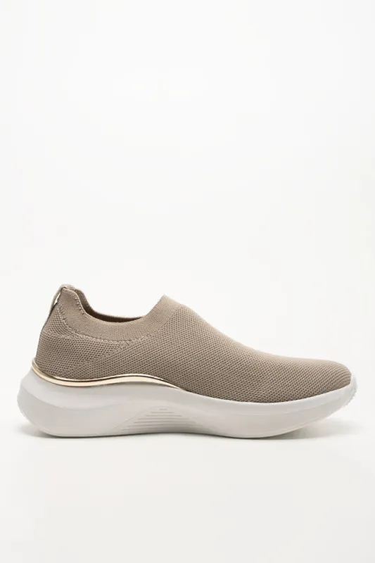 Knit Trainer With Metal Trim Natural sold by Ackermas