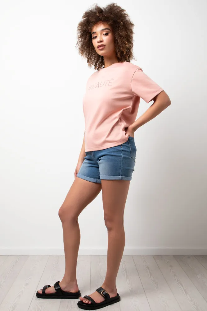 Beaute Oversized Short Sleeve T-Shirt Pink sold by Ackermas product image thumbnail 2