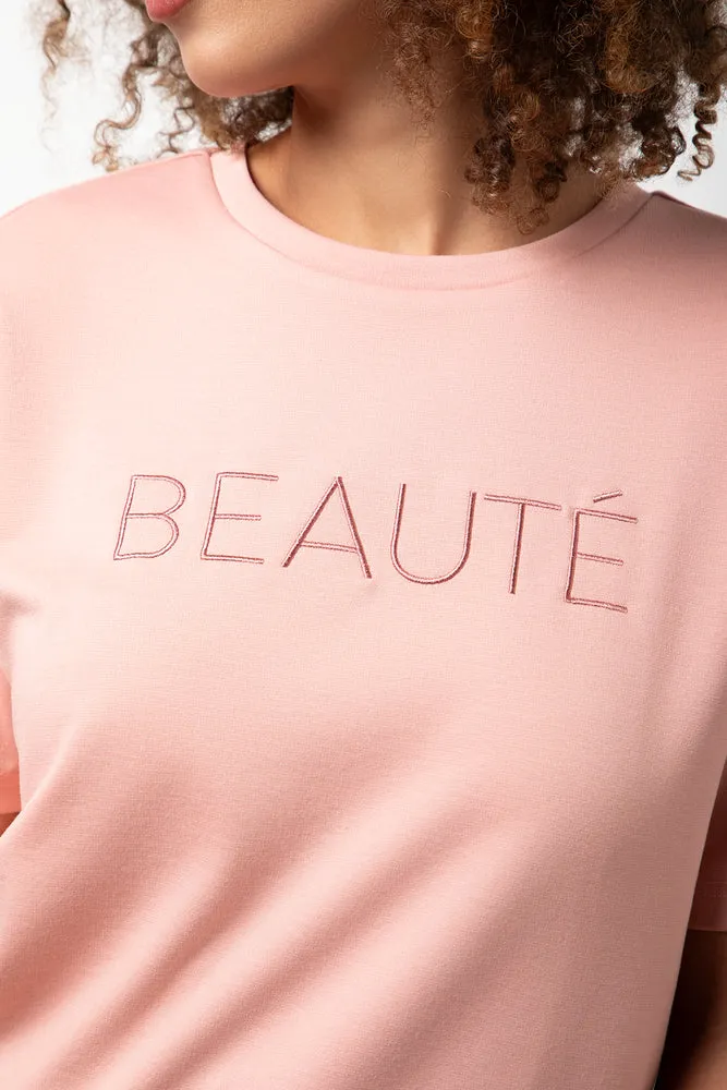 Beaute Oversized Short Sleeve T-Shirt Pink sold by Ackermas product image thumbnail 4