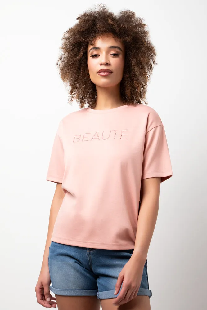 Beaute Oversized Short Sleeve T-Shirt Pink sold by Ackermas