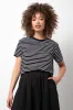 Stripe Crew Neck Short Sleeve T-Shirt Black And White sold by Ackermas