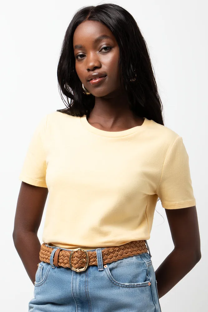 Crew Neck Short Sleeve Fitted T-Shirt Yellow sold by Ackermas