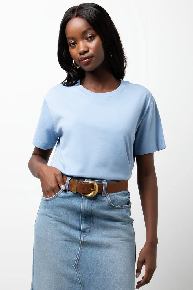 Crew Neck Short Sleeve Regular Fit T-Shirt Blue sold by Ackermas