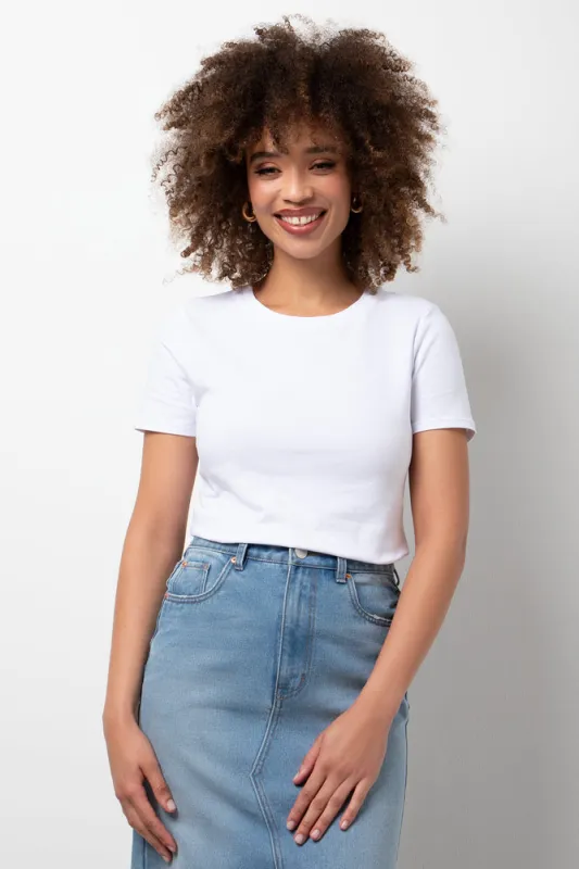 Crew Neck Short Sleeve Fitted T-Shirt White sold by Ackermas