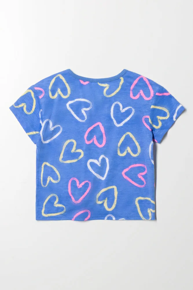 Hearts Front Tie T-Shirt Blue sold by Ackermas product image thumbnail 3