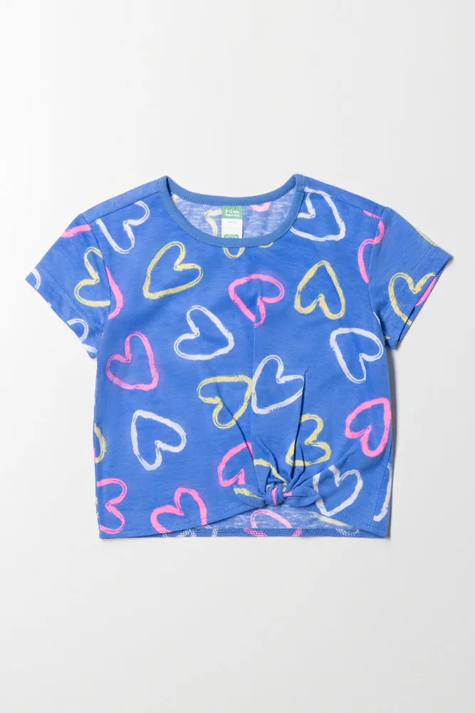 Hearts Front Tie T-Shirt Blue sold by Ackermas