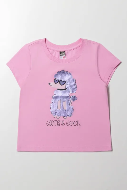 Poodle Short Sleeve T-Shirt Pink sold by Ackermas