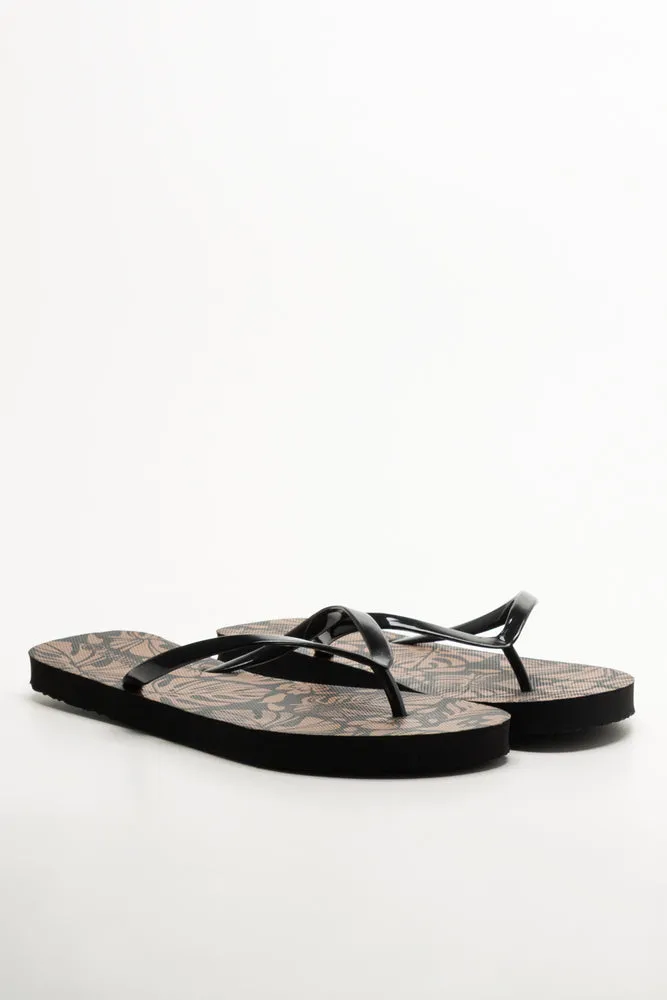 Printed Flip Flops Black sold by Ackermas