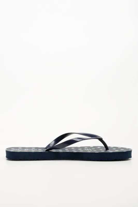 Polka Dot Flip Flops Navy sold by Ackermas
