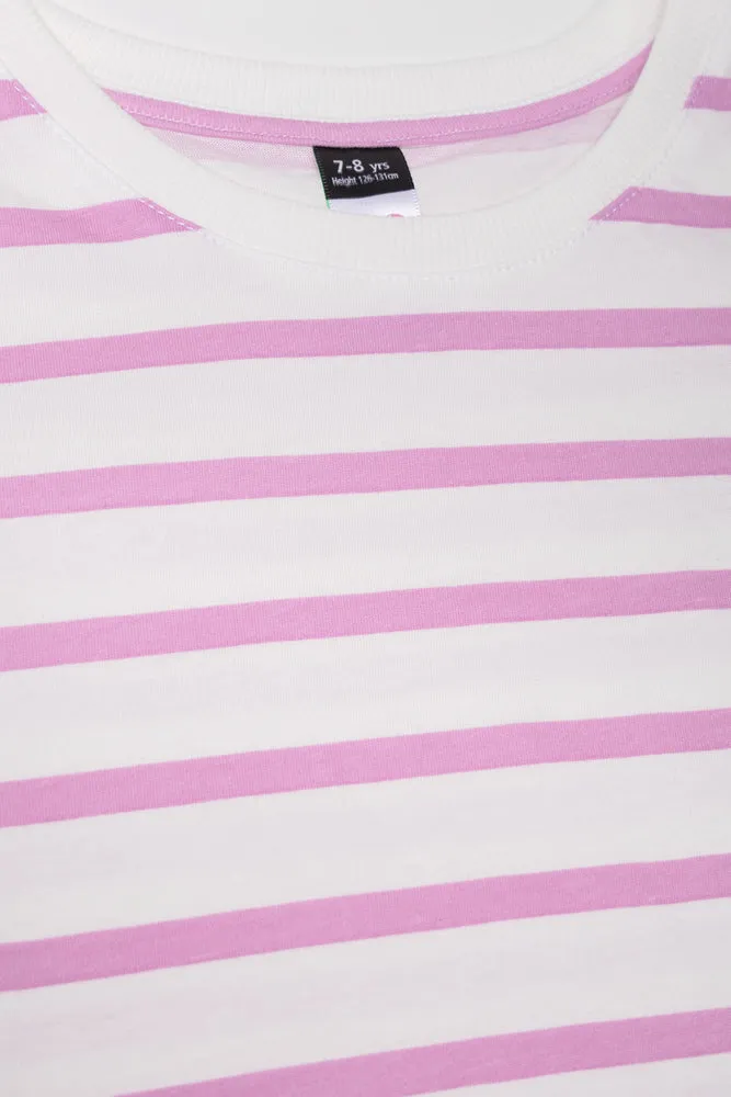 Short Sleeve Stripe T-Shirt White sold by Ackermas product image thumbnail 2