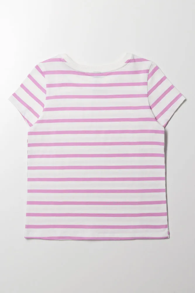 Short Sleeve Stripe T-Shirt White sold by Ackermas product image thumbnail 3
