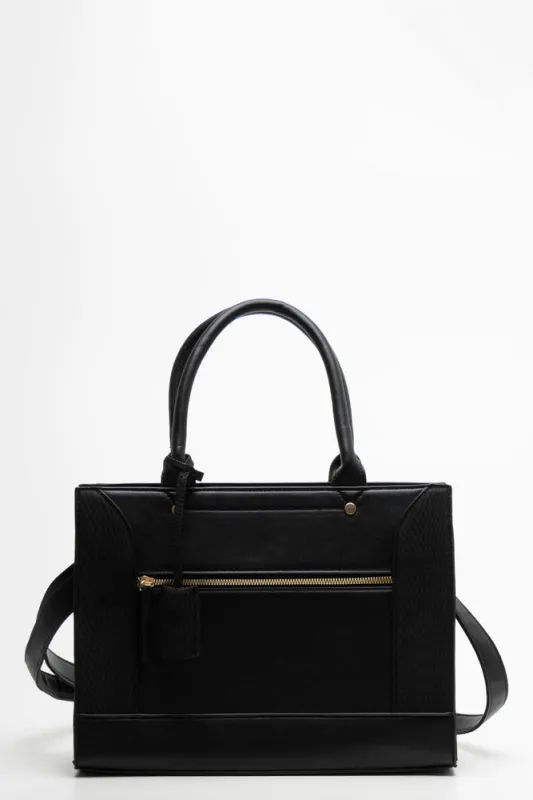 Croc Insets Handbag Black sold by Ackermas