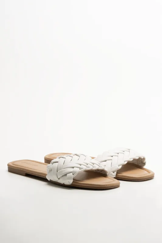 Weave Mule Sandal White sold by Ackermas
