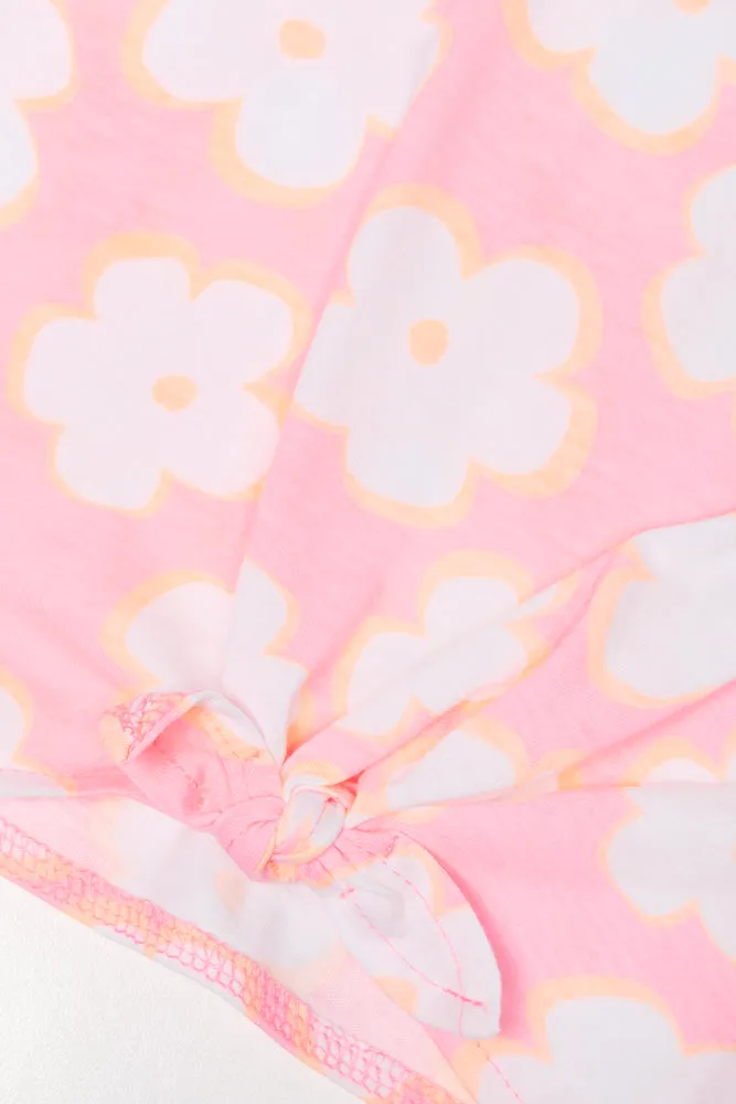 Floral Front Tie T-Shirt Pink sold by Ackermas product image thumbnail 2