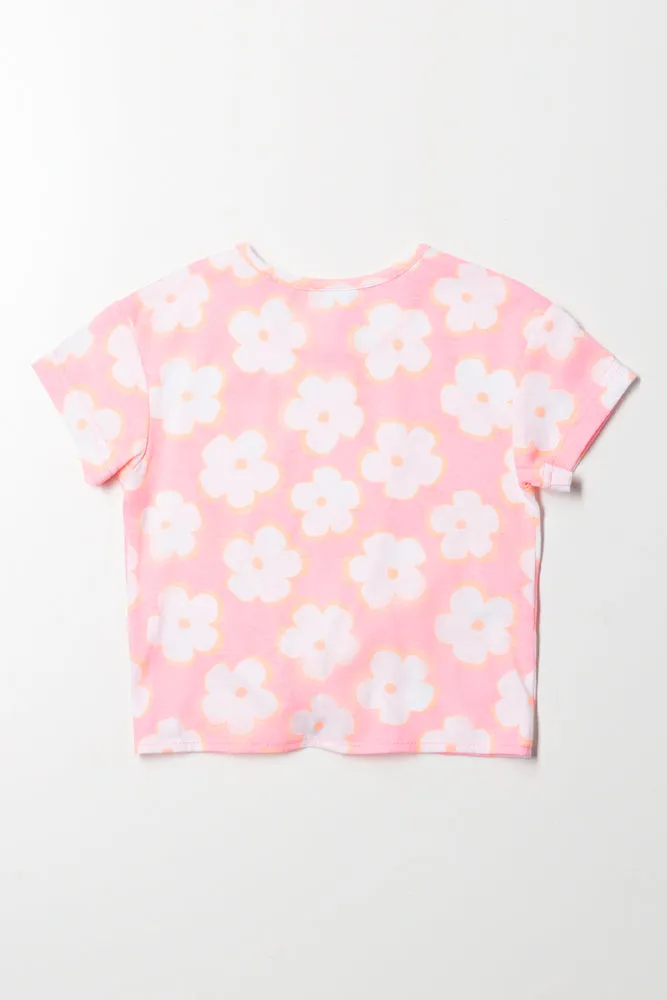 Floral Front Tie T-Shirt Pink sold by Ackermas product image thumbnail 3
