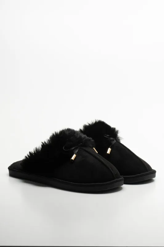 Fur Slippers Black sold by Ackermas