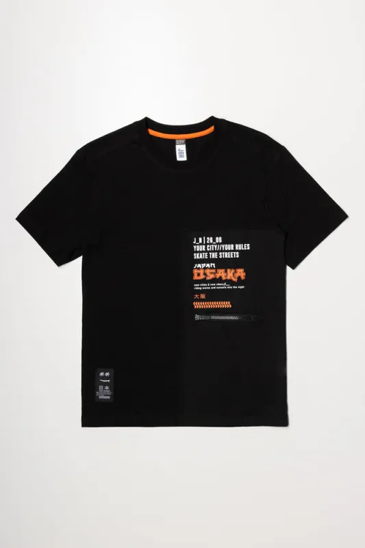 Pocket Zip T-Shirt Black sold by Ackermas