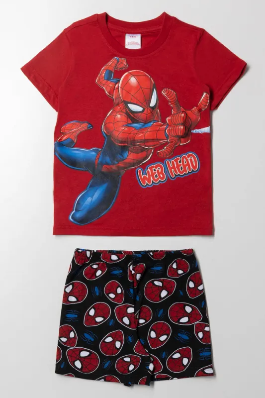 Spider-Man Short Sleeve Pyjama Set Red made by Ackermas