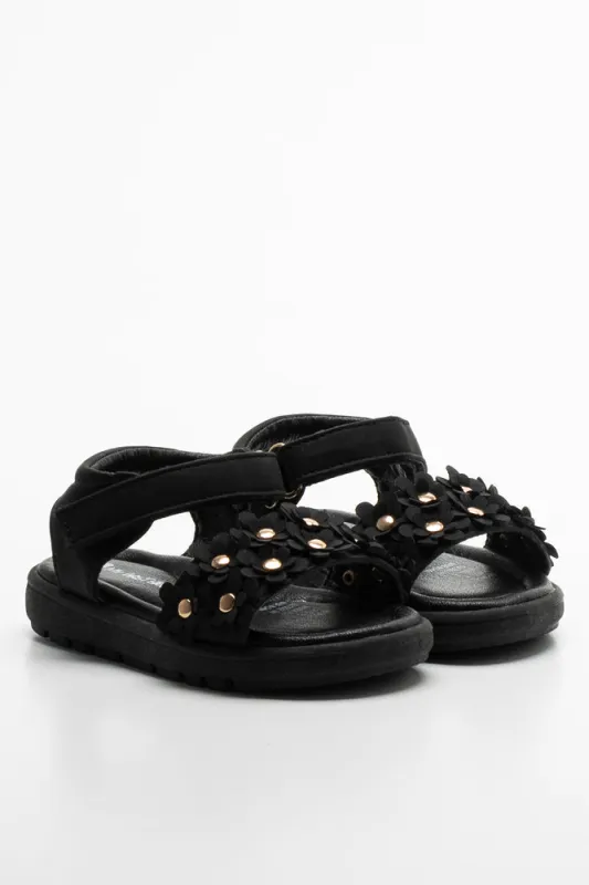 Flower Open Toe Sandals Black sold by Ackermas