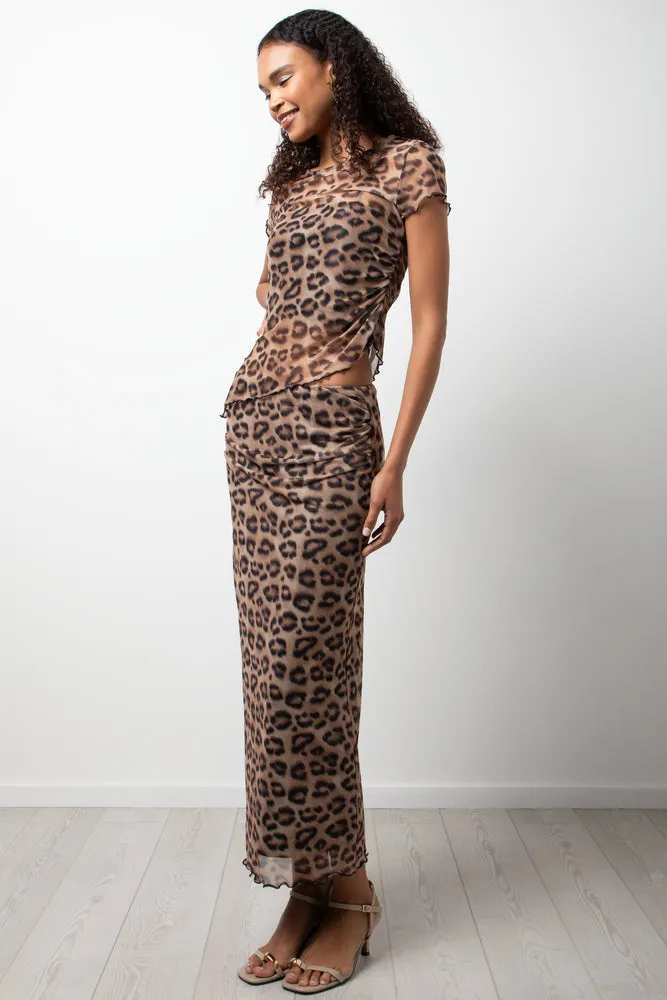 Short Sleeve Animal Print Mesh Top Brown sold by Ackermas product image thumbnail 2