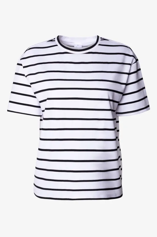 Short Sleeve Oversized Stripe T-Shirt Black sold by Ackermas