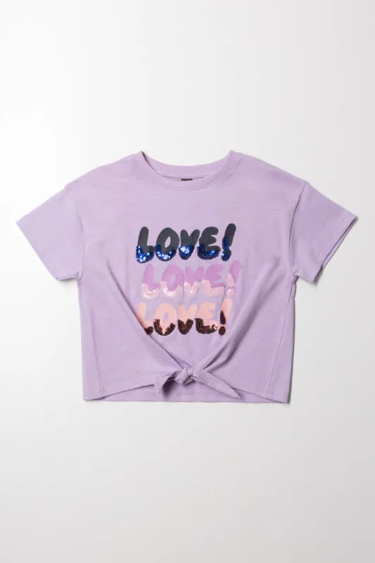 Sequin Front Tie Top Purple sold by Ackermas