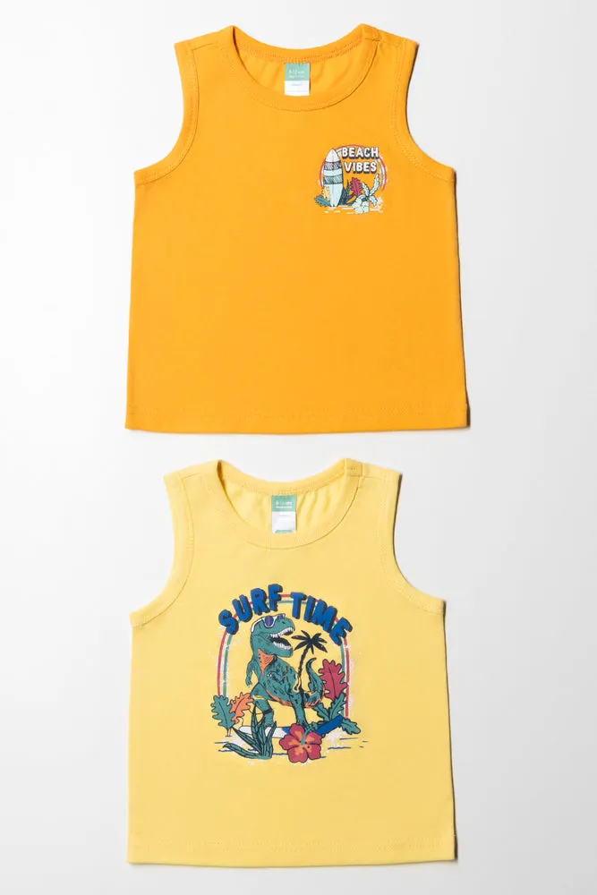 2 Pack Surf Time Sleeveless T-Shirts Yellow sold by Ackermas
