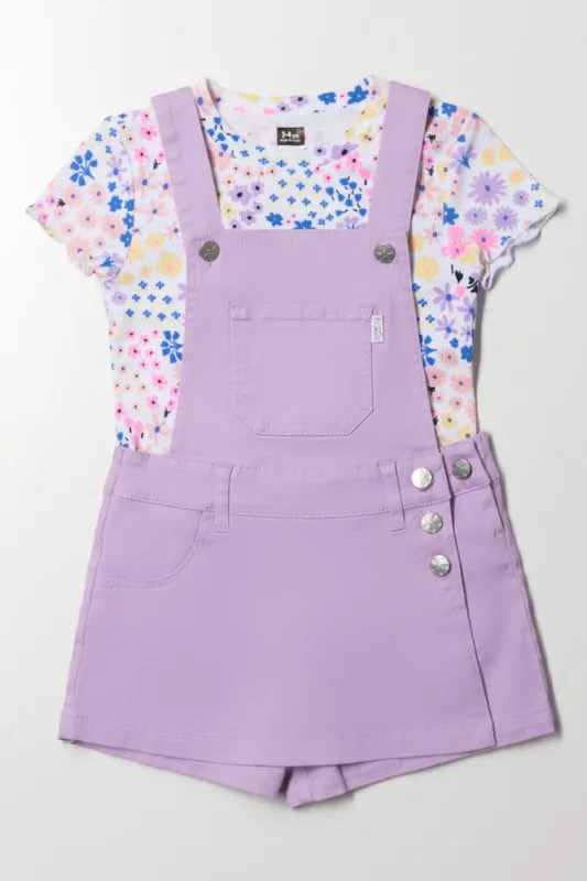 Ditsy Floral Skorts Dungaree Purple sold by Ackermas