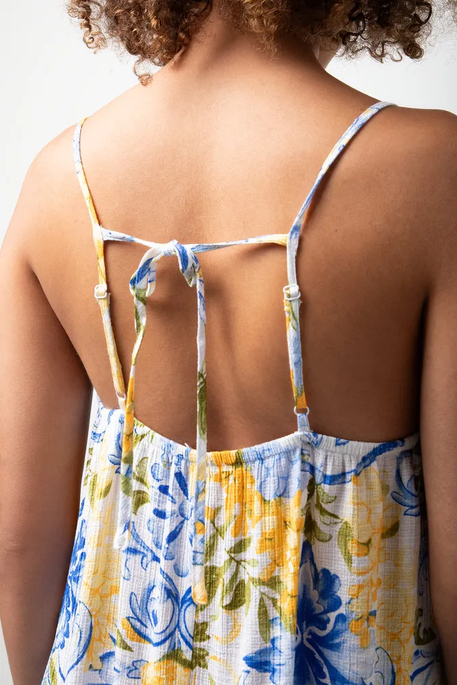 Flower Tiered Strappy Dress Blue sold by Ackermas product image thumbnail 4