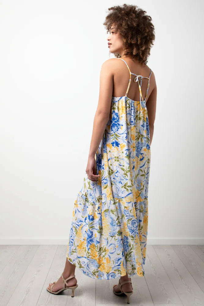 Flower Tiered Strappy Dress Blue sold by Ackermas product image thumbnail 3