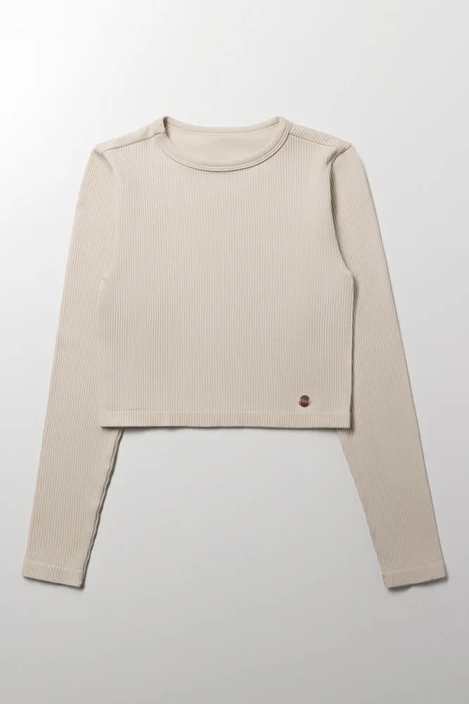 Seamless Long Sleeve Top Natural sold by Ackermas