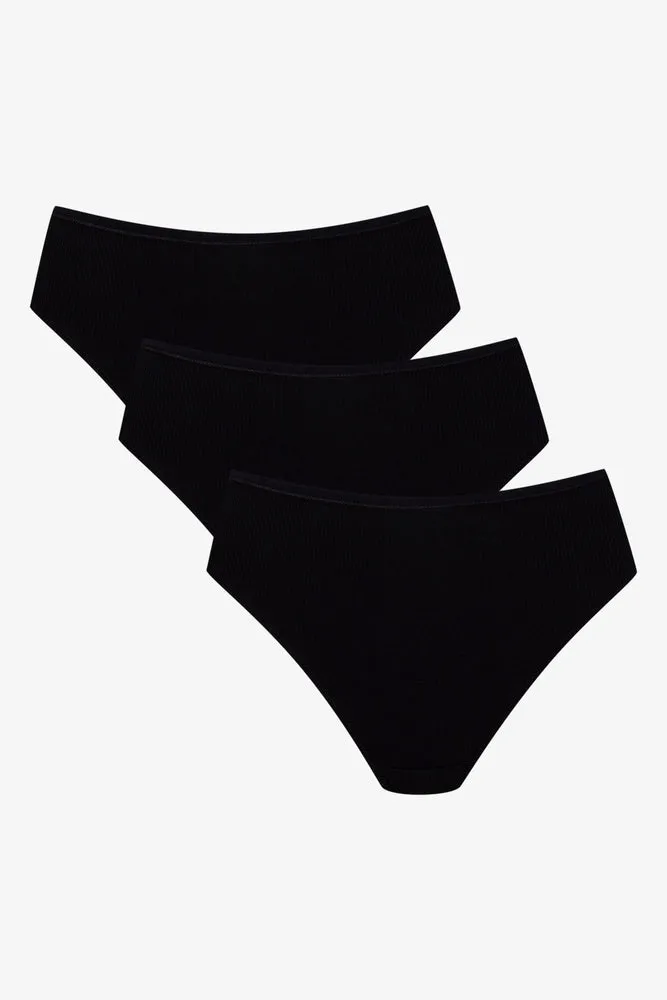 3 Pack Rib Brazilian Panties Black sold by Ackermas product image thumbnail 2