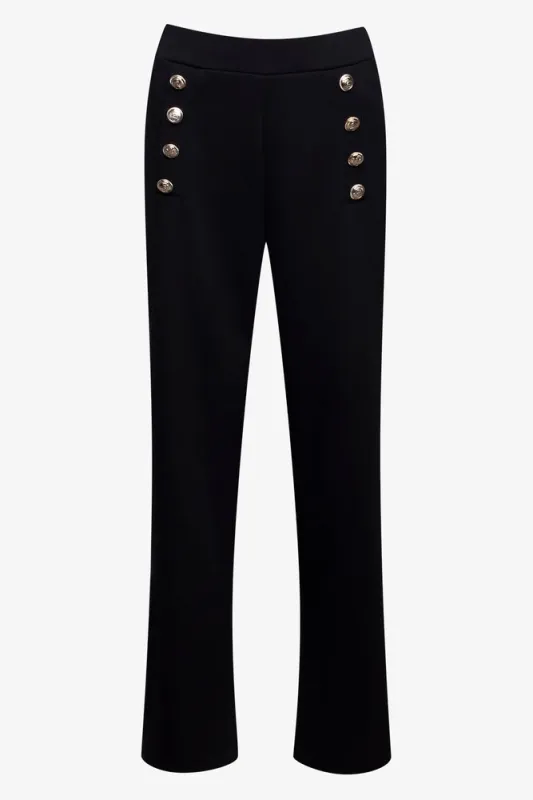 Wide Leg Pants With Gold Buttons Black sold by Ackermas