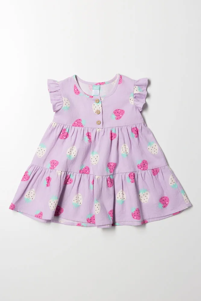 Button Through Tiered Dress Purple sold by Ackermas