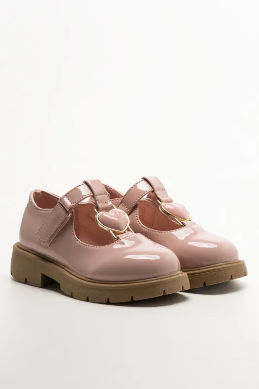 Heart Trim T-Bar Shoes Pink sold by Ackermas