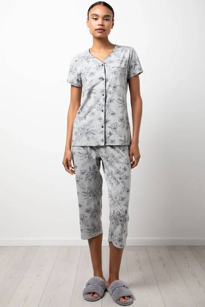Floral Aop Button Thru Capri Grey Mel sold by Ackermas
