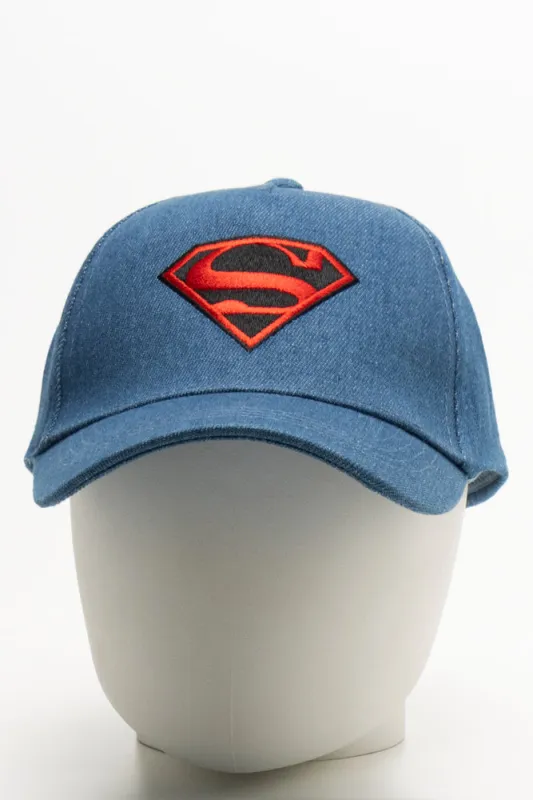 Superman Embroidered Peak Cap Blue sold by Ackermas